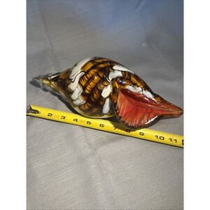 Conch Seashell‎ Sea Shell Murano Style 10''  Speckled Paperweight Figurine Glass